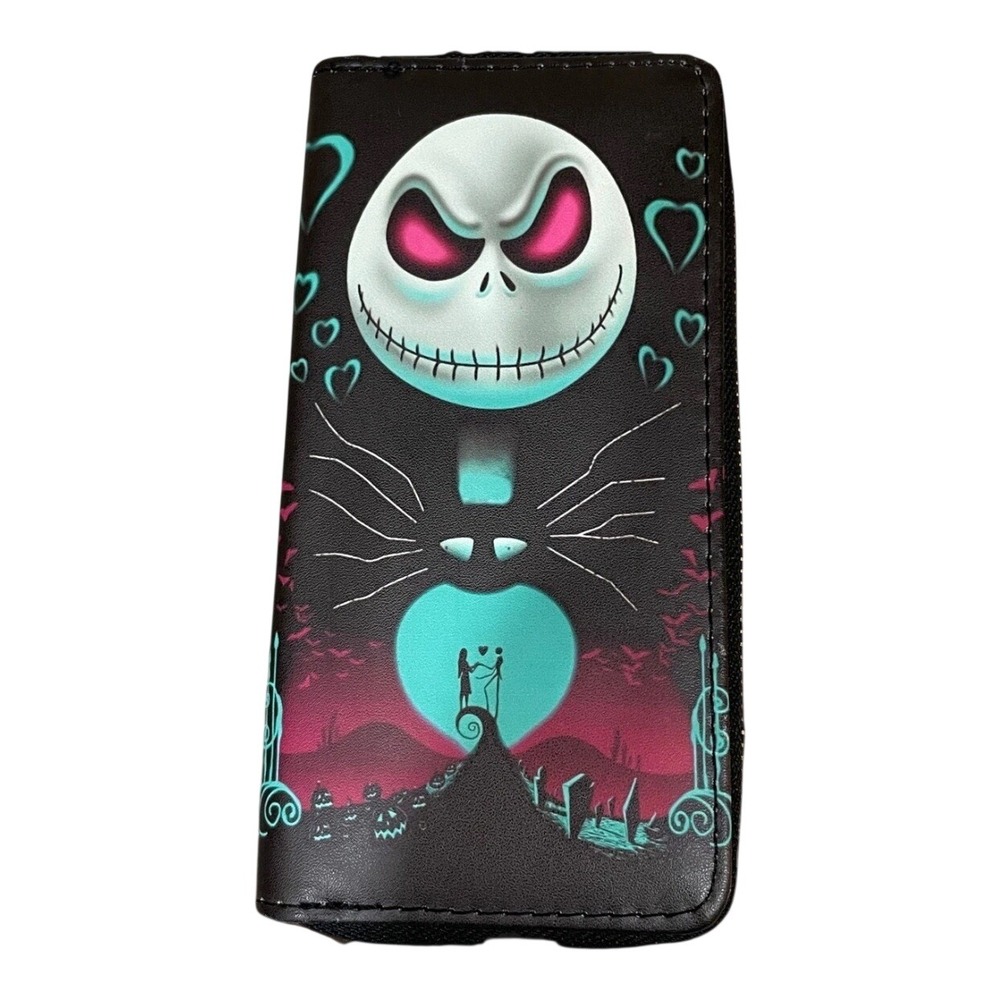 Nightmare Before‎ Christmas Wallet Jack Skellington Zip Faux Leather Pocketbook
